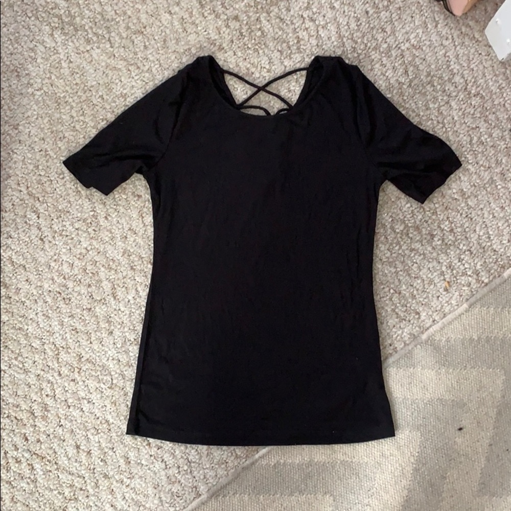 black t shirt with super fun back
